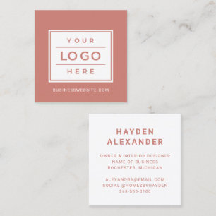 Cartão De Visita Quadrado Logotipo Empresarial Personalizado em Terracota Mo