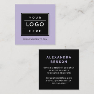 Cartão De Visita Quadrado Logotipo Empresarial Personalizado Lilás Moderno