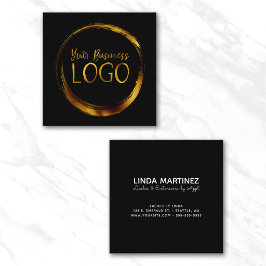 Cartão De Visita Quadrado Logotipo Empresarial Redondo em Promo Preto