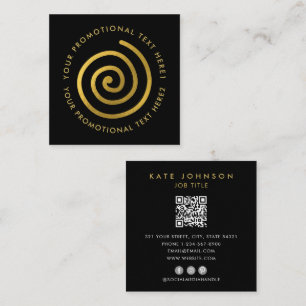 Cartão De Visita Quadrado Logotipo Espiral Dourado moderno - Código QR digit