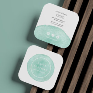 Cartão De Visita Quadrado Logotipo feminino turquesa profissional de mídia 