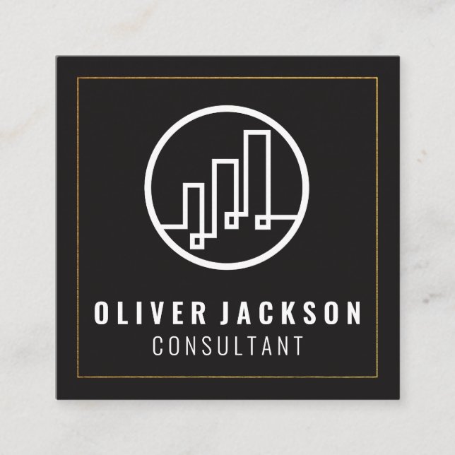 Cartão De Visita Quadrado Logotipo financeiro (Frente)