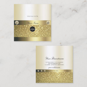 Cartão De Visita Quadrado Logotipo Luminoso Dourado e Shimmery de luxo elega