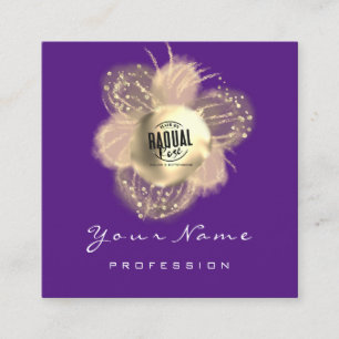 Cartão De Visita Quadrado Logotipo Makeup Hair Nail Floral Purple Boutique