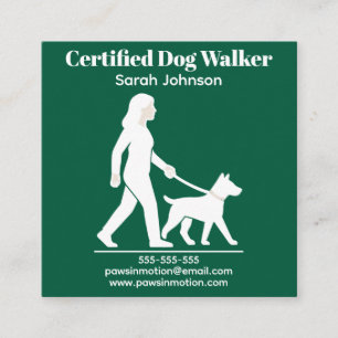 Cartão De Visita Quadrado Logotipo minimalista personalizável do Dog Walker