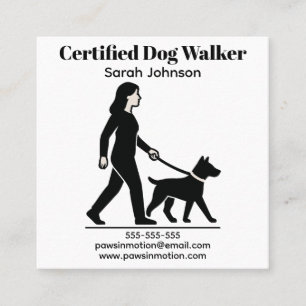 Cartão De Visita Quadrado Logotipo minimalista personalizável do Dog Walker