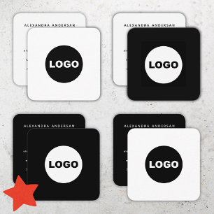 Cartão De Visita Quadrado Logotipo Mínimo Mídia Social Preto Ousado