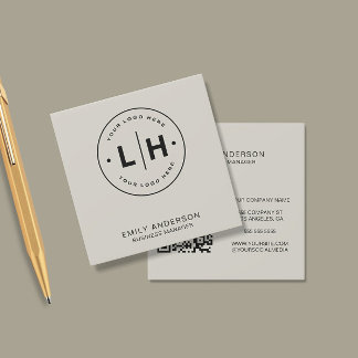 Cartão De Visita Quadrado Logotipo mínimo moderno QR