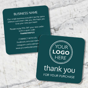 Cartão De Visita Quadrado Logotipo Moderno de Agradecimento Pequena Empresa 