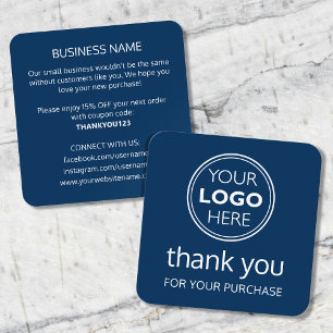 Cartão De Visita Quadrado Logotipo Moderno de Agradecimento Pequena Empresa 