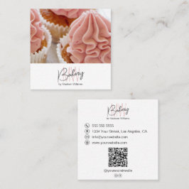 Cartão De Visita Quadrado Logotipo Monograma Padaria Foto QR Negócios