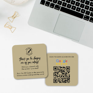 Cartão De Visita Quadrado Logotipo notário do código QR do Google Review de
