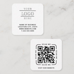 Cartão De Visita Quadrado Logotipo Personalizado Branco Moderno e Quadrado d