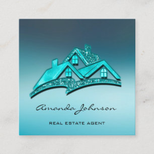 Cartão De Visita Quadrado Logotipo personalizado Casa de imóveis Agente Hom