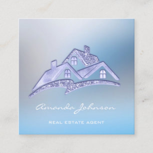 Cartão De Visita Quadrado Logotipo personalizado Casa do agente imobiliário