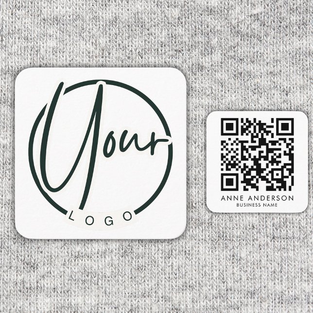 Cartão De Visita Quadrado Logotipo personalizado Código QR Branco genérico (Criador carregado)