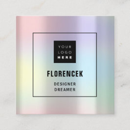 Cartão De Visita Quadrado Logotipo Personalizado CÓDIGO QR Holográfico Rosa