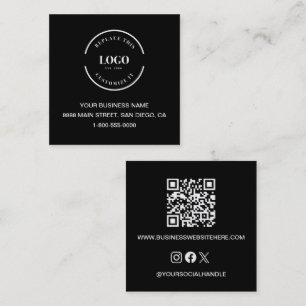 Cartão De Visita Quadrado Logotipo personalizado Código QR Site Ícones socia