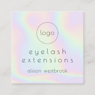 Cartão De Visita Quadrado Logotipo personalizado das extensões do arco-íris 