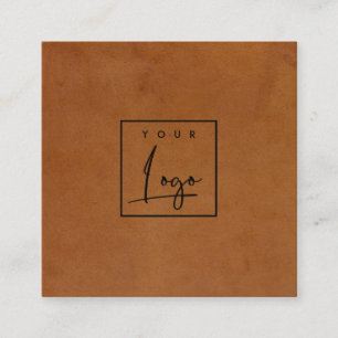 Cartão De Visita Quadrado Logotipo Personalizado de Textura do Couro Russo M
