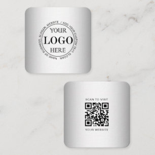 Cartão De Visita Quadrado Logotipo personalizado em segundo plano da Cinza d