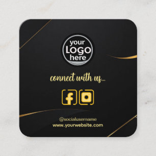 Cartão De Visita Quadrado Logotipo personalizado, links sociais e código QR