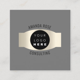 Cartão De Visita Quadrado Logotipo Personalizado Luminoso da Cinza Profissio