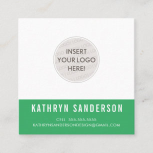 Cartão De Visita Quadrado LOGOTIPO PERSONALIZADO Mínimo de giz verde preto