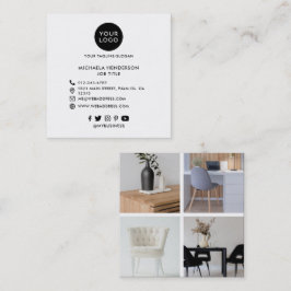 Cartão De Visita Quadrado Logotipo Personalizado Moderno, 4 Fotos e Mídia So