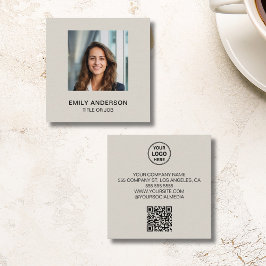 Cartão De Visita Quadrado Logotipo Personalizado Moderno de Foto QR Corporat