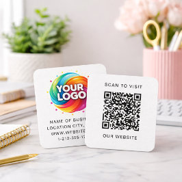 Cartão De Visita Quadrado Logotipo Personalizado Moderno e Código QR