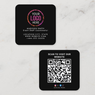 Cartão De Visita Quadrado Logotipo Personalizado Moderno e Código QR