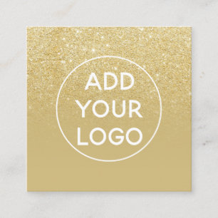 Cartão De Visita Quadrado Logotipo personalizado ombre dourado-brilhante
