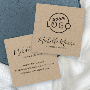 Cartão De Visita Quadrado Logotipo personalizado papel minimalista feminino 