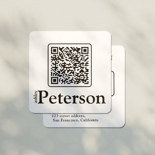 Cartão De Visita Quadrado Logotipo personalizado preto e branco do código QR