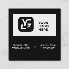 Cartão De Visita Quadrado Logotipo personalizado preto e branco moderno