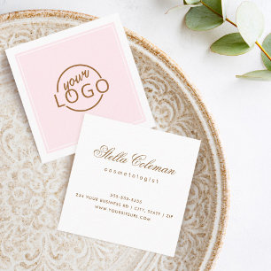 Cartão De Visita Quadrado Logotipo personalizado qualquer borda de cor elega