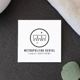 Cartão De Visita Quadrado Logotipo preto dos dentes modernos