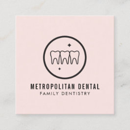 Cartão De Visita Quadrado Logotipo preto dos dentes modernos em preto a rosa