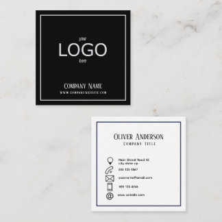 Cartão De Visita Quadrado Logotipo preto e branco minimalista