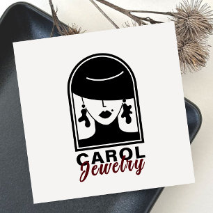 Cartão De Visita Quadrado Logotipo preto Elegante Minimalista