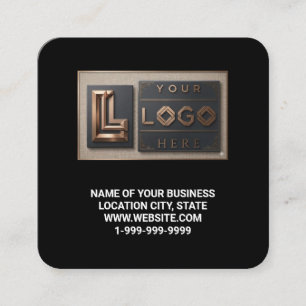 Cartão De Visita Quadrado Logotipo Preto Moderno Código QR Scan Site Quadrad