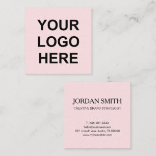 Cartão De Visita Quadrado Logotipo Profissional Minimalista Moderno Rosa Beg