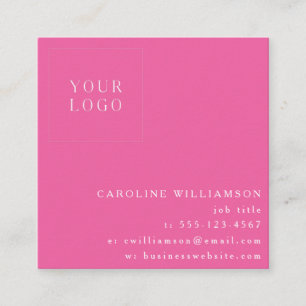 Cartão De Visita Quadrado Logotipo Profissional Minimalista Moderno Rosa Que