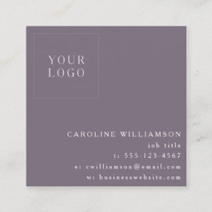 Cartão De Visita Quadrado Logotipo Profissional Minimalista Moderno Roxo Ame