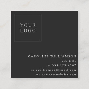 Cartão De Visita Quadrado Logotipo profissional moderno minimalista preto