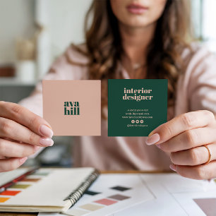 Cartão De Visita Quadrado Logotipo profissional moderno, minimalista, rosa e