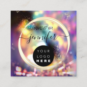 Cartão De Visita Quadrado Logotipo profissional Unhas Beauty Hair Dourado Ho