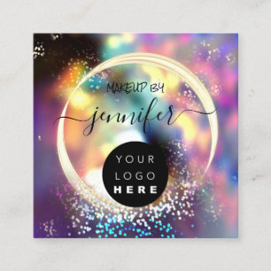 Cartão De Visita Quadrado Logotipo profissional Unhas Beauty Hair Glam Holó