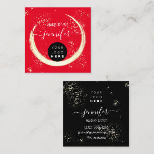 Cartão De Visita Quadrado Logotipo profissional Unhas Cabelo de beleza preto